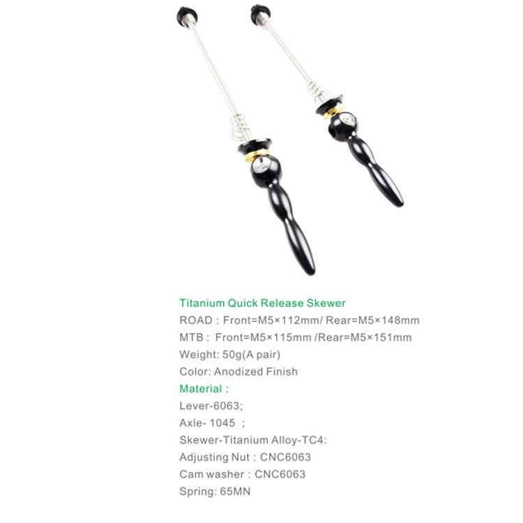 BIKERSAY Bicycle Skewers Quick Release Titanium Axle QR Wheel Hub Skewer For MTB Bicycle, Model:QR001 - Quick Release by BIKERSAY | Online Shopping South Africa | PMc TechLife | Buy Now Pay Later Mobicred