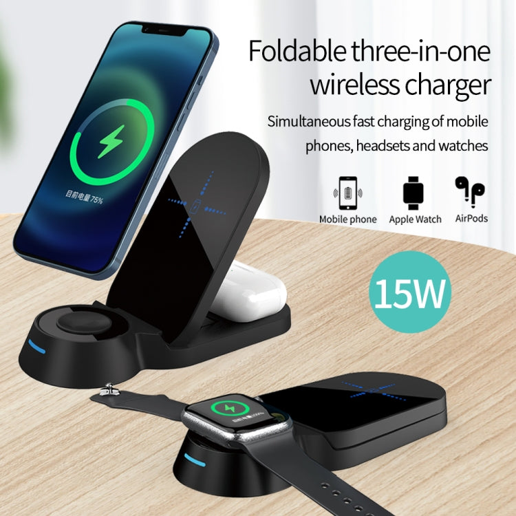 H22 3 In 1 Multi-function Foldable Smart Wireless Charger for Smart Phones & iWatches & AirPods(White) - Wireless Charger by PMC Jewellery | Online Shopping South Africa | PMC Jewellery | Buy Now Pay Later Mobicred