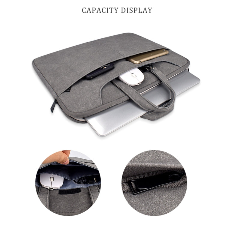 ST06SDJ Frosted PU Business Laptop Bag with Detachable Shoulder Strap, Size:14.1-15.4 inch(Light Gray) - 15 inch by PMC Jewellery | Online Shopping South Africa | PMC Jewellery | Buy Now Pay Later Mobicred