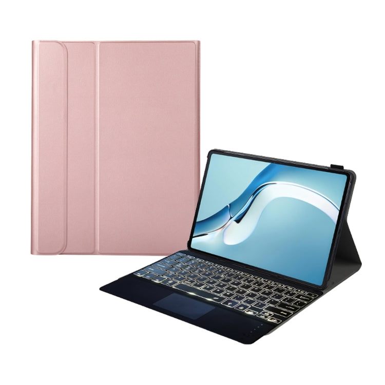 A126-AS For Huawei MatePad Pro 12.6 2021 Sheep Texture Ultra-thin Backlight Bluetooth Keyboard Horizontal Flip Leather Tablet Case with Holder & Touchpad(Rose Gold) - Huawei Keyboard by PMC Jewellery | Online Shopping South Africa | PMC Jewellery