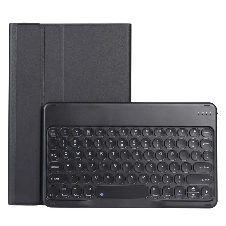 For Lenovo Pad Plus 11 inch TB-J607F / Tab P11 11 inch TB-J606F / Pad 11 inch YAM12 Lambskin Texture Detachable Round Keycap Bluetooth Keyboard Leather Tablet Case with Holder(Black) - Lenovo Keyboard by PMC Jewellery | Online Shopping South Africa | PMC Jewellery