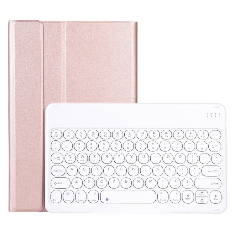 For Lenovo Pad Plus 11 inch TB-J607F / Tab P11 11 inch TB-J606F / Pad 11 inch YAM12 Lambskin Texture Detachable Round Keycap Bluetooth Keyboard Leather Tablet Case with Holder(Rose Gold) - Lenovo Keyboard by PMC Jewellery | Online Shopping South Africa | PMC Jewellery