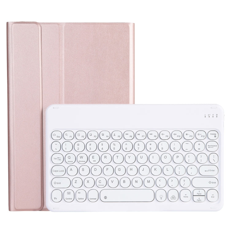 For Lenovo Pad Plus 11 inch TB-J607F / Tab P11 11 inch TB-J606F / Pad 11 inch YAM12 Backlight Style Lambskin Texture Detachable Round Keycap Bluetooth Keyboard Leather Tablet Case with Holder(Rose Gold) - Lenovo Keyboard by PMC Jewellery | Online Shopping South Africa | PMC Jewellery