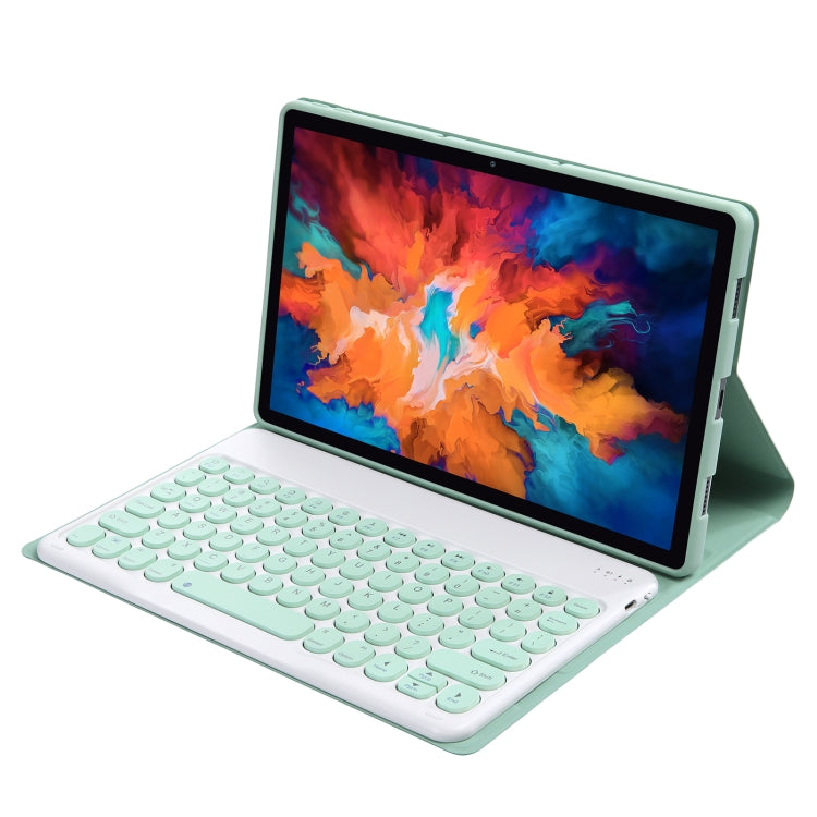 For Lenovo Pad Pro 11.5 inch 2021 TB-J716F / Tab P11 Pro 11.5 inch TB-J706F YAM13 Lambskin Texture Detachable Round Keycap Bluetooth Keyboard Leather Tablet Case with Holder(Light Green) - Lenovo Keyboard by PMC Jewellery | Online Shopping South Africa | PMC Jewellery