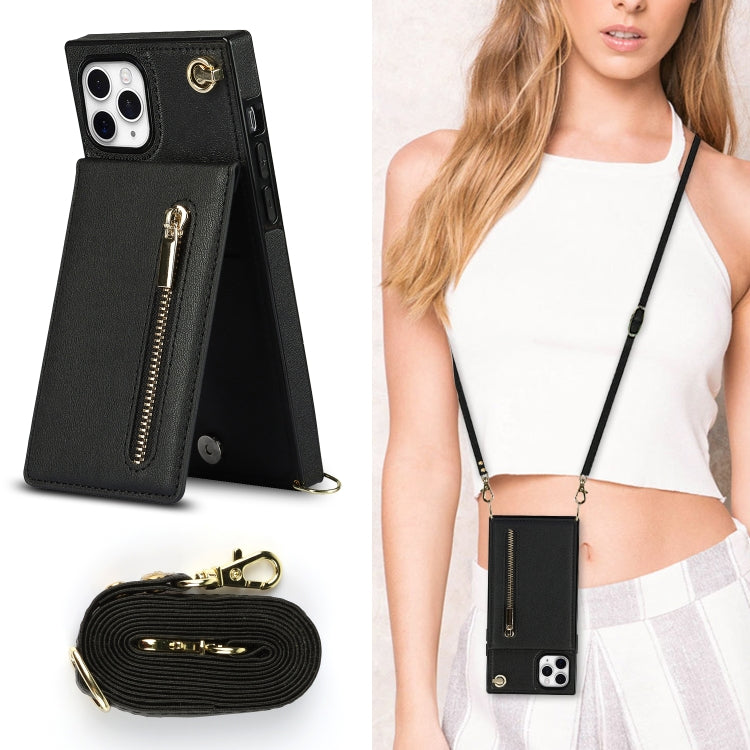 For iPhone 11 Pro Max Cross-body Zipper Square TPU+PU Back Cover Case with Holder & Card Slots & Wallet & Strap (Black) - iPhone 11 Pro Max Cases by PMC Jewellery | Online Shopping South Africa | PMC Jewellery