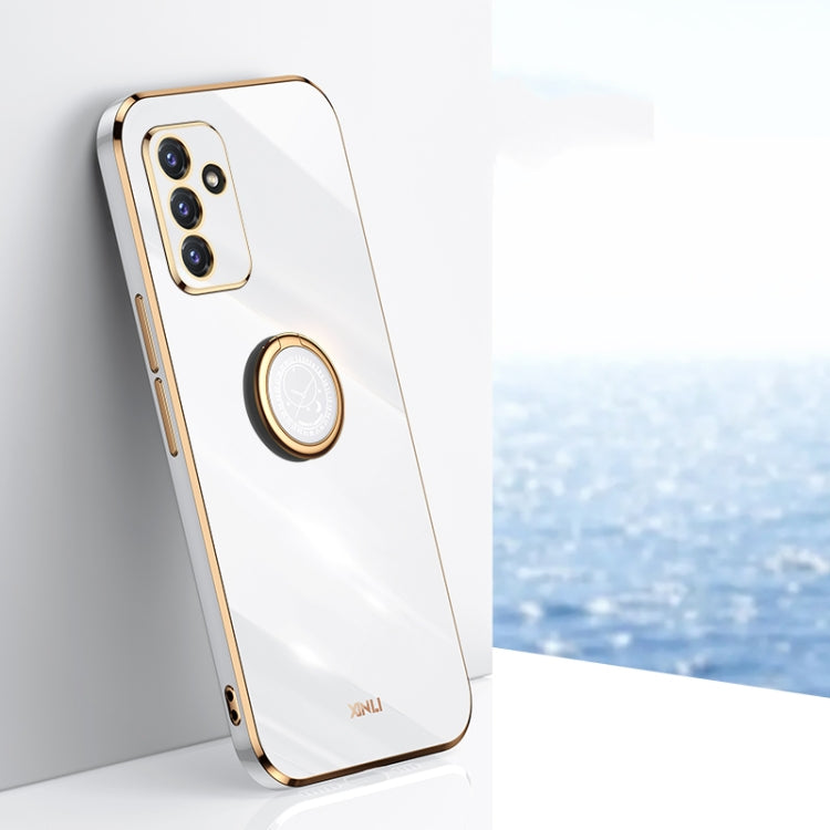 For Samsung Galaxy A82 5G XINLI Straight 6D Plating Gold Edge TPU Shockproof Case with Ring Holder(White) - Galaxy Phone Cases by XINLI | Online Shopping South Africa | PMC Jewellery