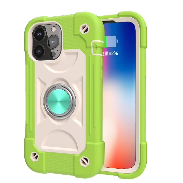 For iPhone 13 Shockproof Silicone + PC Protective Case with Dual-Ring Holder(Guava) - iPhone 13 Cases by PMC Jewellery | Online Shopping South Africa | PMC Jewellery | Buy Now Pay Later Mobicred