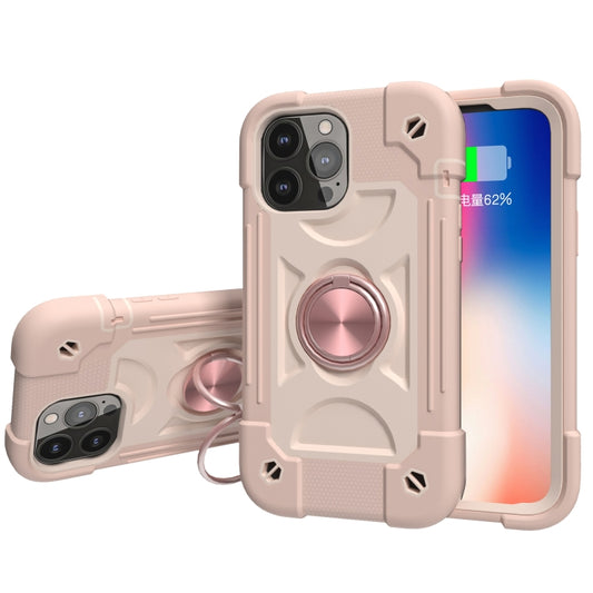 For iPhone 13 Shockproof Silicone + PC Protective Case with Dual-Ring Holder(Rose Gold) - iPhone 13 Cases by PMC Jewellery | Online Shopping South Africa | PMC Jewellery | Buy Now Pay Later Mobicred