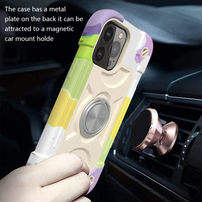 For iPhone 13 Shockproof Silicone + PC Protective Case with Dual-Ring Holder(Colorful Beige) - iPhone 13 Cases by PMC Jewellery | Online Shopping South Africa | PMC Jewellery | Buy Now Pay Later Mobicred