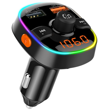 BC52 QC3.0 Fast Charging Car Colorful Atmosphere Light Bluetooth MP3 Player FM Transmitter - Bluetooth Car Kits by PMC Jewellery | Online Shopping South Africa | PMC Jewellery | Buy Now Pay Later Mobicred