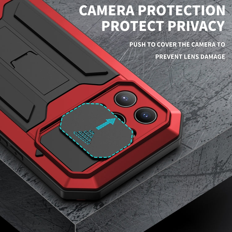 For iPhone 13 Pro R-JUST Sliding Camera Shockproof Life Waterproof Dust-proof Metal + Silicone Protective Case with Holder (Red) - iPhone 13 Pro Cases by R-JUST | Online Shopping South Africa | PMC Jewellery