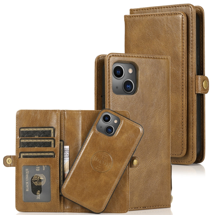 For iPhone 13 Pro Strong Magnetic Detachable Horizontal Flip Leather Case with Card Slots & Wallet (Brown) - iPhone 13 Pro Cases by PMC Jewellery | Online Shopping South Africa | PMC Jewellery