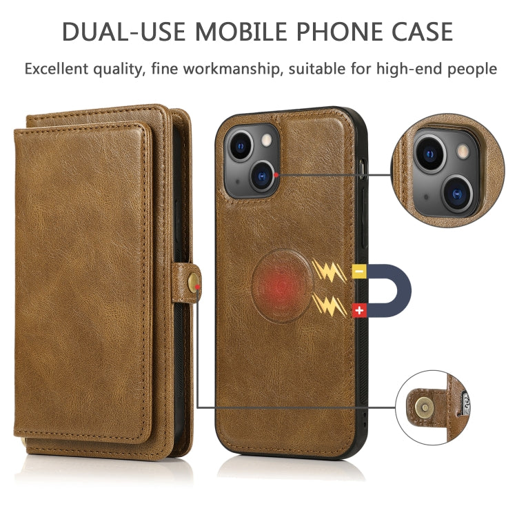 For iPhone 13 Pro Strong Magnetic Detachable Horizontal Flip Leather Case with Card Slots & Wallet (Brown) - iPhone 13 Pro Cases by PMC Jewellery | Online Shopping South Africa | PMC Jewellery