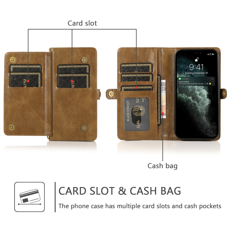 For iPhone 13 Pro Strong Magnetic Detachable Horizontal Flip Leather Case with Card Slots & Wallet (Brown) - iPhone 13 Pro Cases by PMC TechLife | Online Shopping South Africa | PMC TechLife