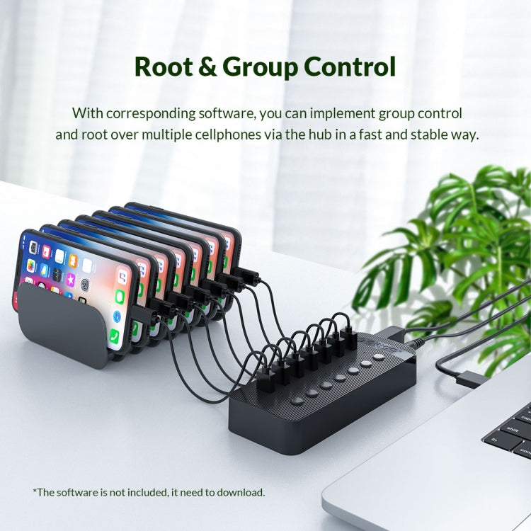 ORICO CT2U3-7AB-BK 7 In 1 Plastic Stripes Multi-Port USB HUB with Individual Switches, EU Plug(Black) - USB 3.0 HUB by ORICO | Online Shopping South Africa | PMC Jewellery | Buy Now Pay Later Mobicred