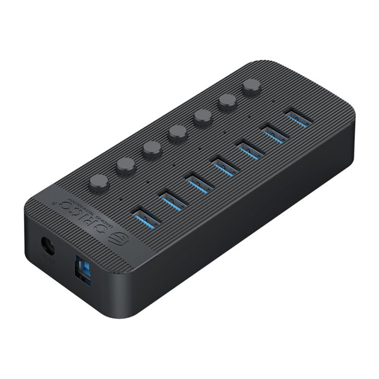 ORICO CT2U3-7AB-BK 7 In 1 Plastic Stripes Multi-Port USB HUB with Individual Switches, AU Plug(Black) - USB 3.0 HUB by ORICO | Online Shopping South Africa | PMC Jewellery | Buy Now Pay Later Mobicred