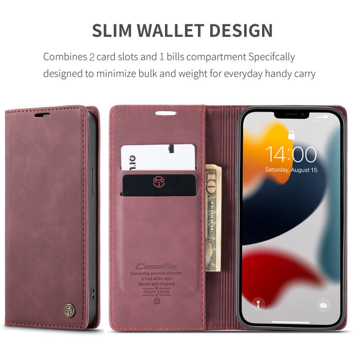 For iPhone 13 Pro Max CaseMe-013 Multifunctional Retro Frosted Horizontal Flip Leather Case with Card Slot & Holder & Wallet (Wine Red) - iPhone 13 Pro Max Cases by CaseMe | Online Shopping South Africa | PMC Jewellery | Buy Now Pay Later Mobicred