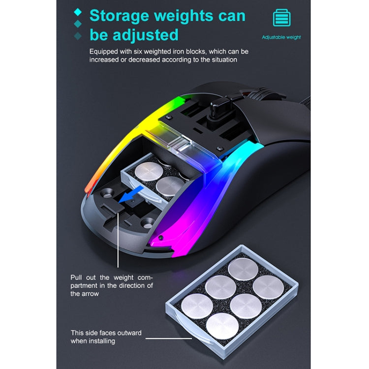 iMICE T60 7-key Custom Colorful Luminous Wired Honeycomb Gaming Mouse, Cable Length: 1.8m(Black) - Wired Mice by iMICE | Online Shopping South Africa | PMC Jewellery | Buy Now Pay Later Mobicred