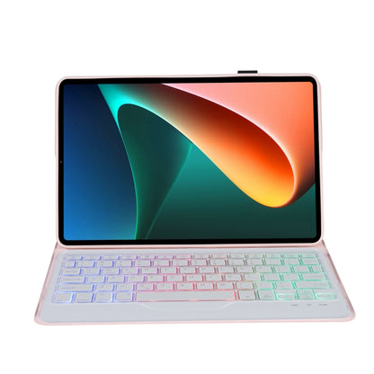 A0N5BS Ultra-thin Tri-color Backlight Detachable Lambskin Texture TPU Bluetooth Keyboard Leather Tablet Case with Holder For Xiaomi Pad 5 / 5 Pro(Pink) - Others Keyboard by PMC Jewellery | Online Shopping South Africa | PMC Jewellery