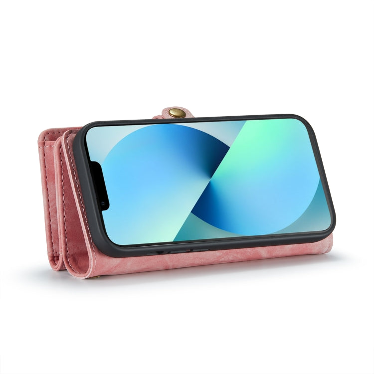 For iPhone 13 CaseMe-008 Detachable Multifunctional Horizontal Flip Leather Case(Pink) - free shipping - PMC Jewellery - Order now!