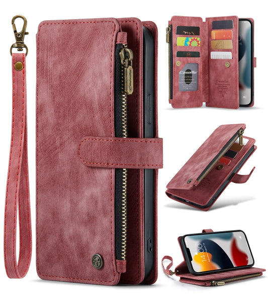 For iPhone 13 Pro Max CaseMe-C30 PU + TPU Multifunctional Horizontal Flip Leather Case with Holder & Card Slot & Wallet & Zipper Pocket (Red) - iPhone 13 Pro Max Cases by CaseMe | Online Shopping South Africa | PMC Jewellery | Buy Now Pay Later Mobicred