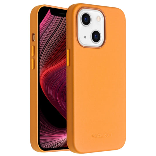 For iPhone 13 mini QIALINO Nappa Cowhide MagSafe Magnetic Protective Case (Orange) - iPhone 13 mini Cases by QIALINO | Online Shopping South Africa | PMC Jewellery | Buy Now Pay Later Mobicred