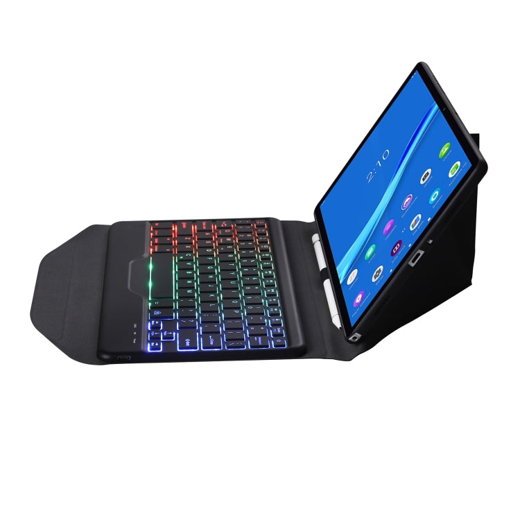 BM10S Backlight Edition Diamond Texture Detachable Bluetooth Keyboard Leather Tablet Case with Pen Slot & Triangular Back Support For Lenovo Smart Tab M10 HPD Plus TB-X606F 10.3 inch(Black) - Lenovo Keyboard by PMC Jewellery | Online Shopping South Africa | PMC Jewellery