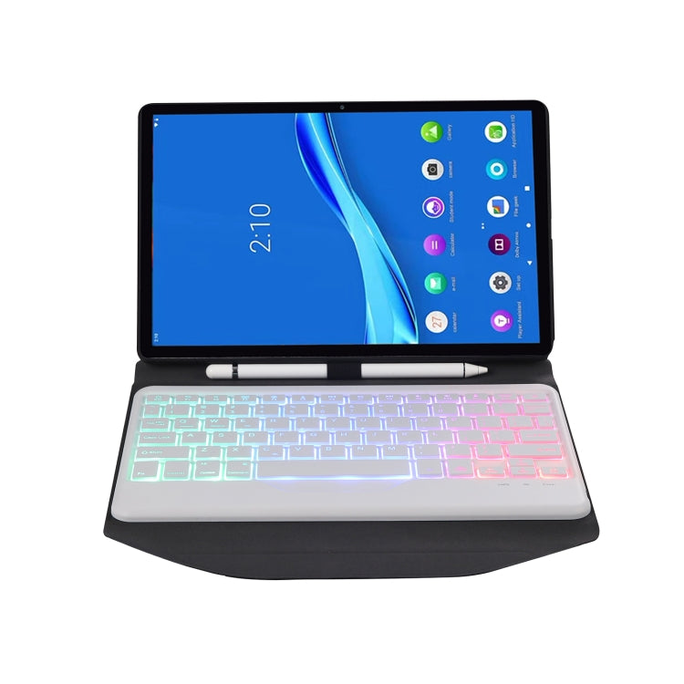 BM10S Backlight Edition Diamond Texture Detachable Bluetooth Keyboard Leather Tablet Case with Pen Slot & Triangular Back Support For Lenovo Smart Tab M10 HPD Plus TB-X606F 10.3 inch(Black White) - Lenovo Keyboard by PMC Jewellery | Online Shopping South Africa | PMC Jewellery