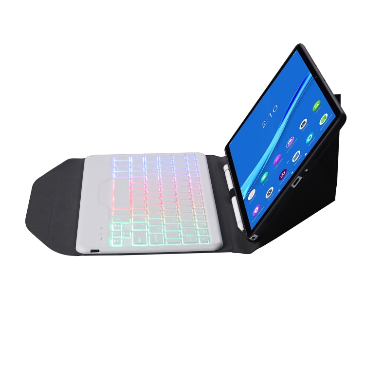 BM10S Backlight Edition Diamond Texture Detachable Bluetooth Keyboard Leather Tablet Case with Pen Slot & Triangular Back Support For Lenovo Smart Tab M10 HPD Plus TB-X606F 10.3 inch(Black White) - Lenovo Keyboard by PMC Jewellery | Online Shopping South Africa | PMC Jewellery