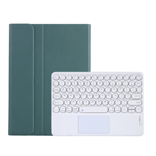 Y0N5-A TPU Tablet Case Lambskin Texture Round Keycap Bluetooth Keyboard Leather Tablet Case with Holder & Touchpad For Xiaomi Pad 5 / 5 Pro(Dark Green) - Others Keyboard by PMC Jewellery | Online Shopping South Africa | PMC Jewellery