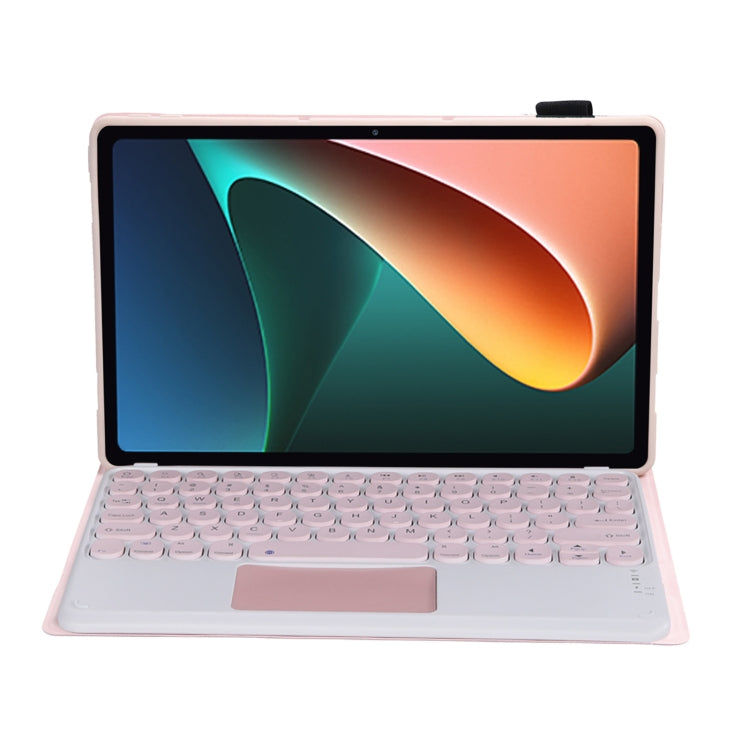 Y0N5-A TPU Tablet Case Lambskin Texture Round Keycap Bluetooth Keyboard Leather Tablet Case with Holder & Touchpad For Xiaomi Pad 5 / 5 Pro(Pink + Pink) - Others Keyboard by PMC Jewellery | Online Shopping South Africa | PMC Jewellery