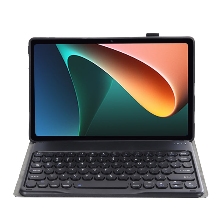 Y0N5 TPU Tablet Case Lambskin Texture Round Keycap Bluetooth Keyboard Leather Tablet Case with Holder For Xiaomi Pad 5 / 5 Pro(Black) - Others Keyboard by PMC Jewellery | Online Shopping South Africa | PMC Jewellery