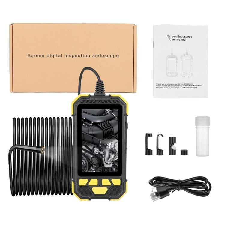 Y19 8mm Single Lens Hand-held Hard-wire Endoscope with 4.3-inch IPS Color LCD Screen, Cable Length:10m(Yellow) -  by PMC Jewellery | Online Shopping South Africa | PMC Jewellery | Buy Now Pay Later Mobicred