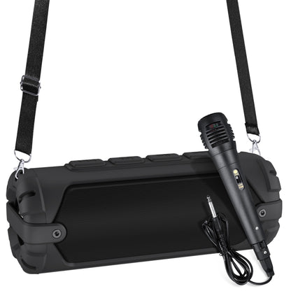 New Rixing NR-6013M Bluetooth 5.0 Portable Outdoor Karaoke Wireless Bluetooth Speaker with Microphone & Shoulder Strap(Black) - Desktop Speaker by NewRixing | Online Shopping South Africa | PMC Jewellery | Buy Now Pay Later Mobicred