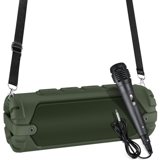 New Rixing NR-6013M Bluetooth 5.0 Portable Outdoor Karaoke Wireless Bluetooth Speaker with Microphone & Shoulder Strap(Green) - Desktop Speaker by NewRixing | Online Shopping South Africa | PMC Jewellery | Buy Now Pay Later Mobicred