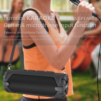 New Rixing NR-6013M Bluetooth 5.0 Portable Outdoor Karaoke Wireless Bluetooth Speaker with Microphone & Shoulder Strap(Red) - Desktop Speaker by NewRixing | Online Shopping South Africa | PMC Jewellery | Buy Now Pay Later Mobicred