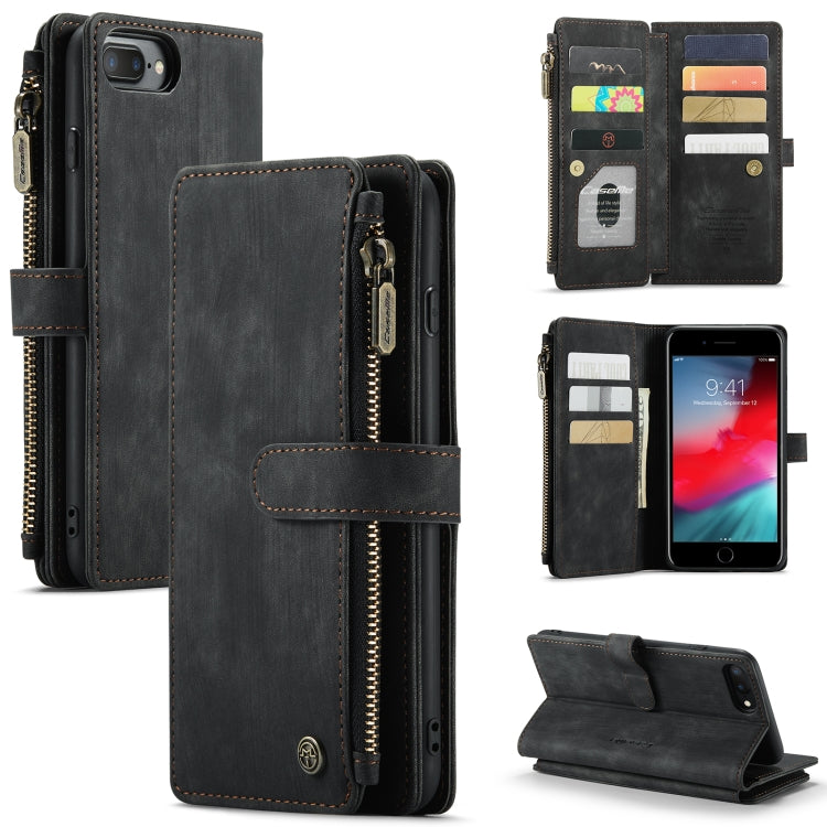 CaseMe-C30 PU + TPU Multifunctional Horizontal Flip Leather Case with Holder & Card Slot & Wallet & Zipper Pocket For iPhone 8 Plus & 7 Plus & 6 Plus(Black) - More iPhone Cases by CaseMe | Online Shopping South Africa | PMC Jewellery | Buy Now Pay Later Mobicred