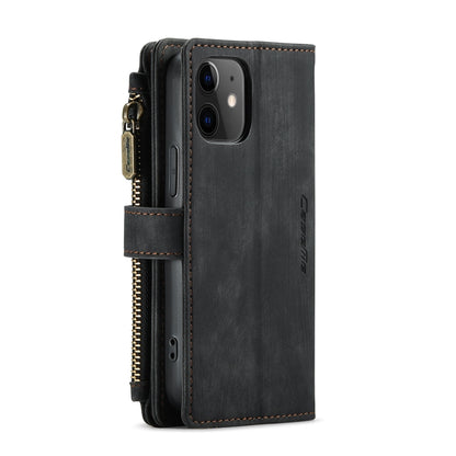 For iPhone 12 mini CaseMe-C30 PU + TPU Multifunctional Horizontal Flip Leather Case with Holder & Card Slot & Wallet & Zipper Pocket (Black) - iPhone 12 mini Cases by CaseMe | Online Shopping South Africa | PMC Jewellery | Buy Now Pay Later Mobicred