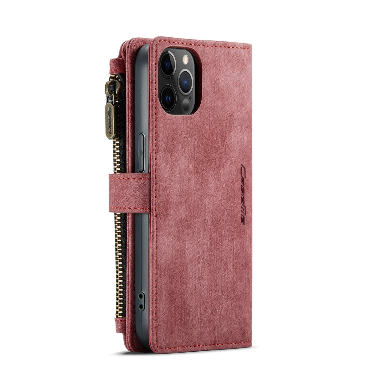 For iPhone 12 / 12 Pro CaseMe-C30 PU + TPU Multifunctional Horizontal Flip Leather Case with Holder & Card Slot & Wallet & Zipper Pocket(Red) - iPhone 12 / 12 Pro Cases by CaseMe | Online Shopping South Africa | PMC Jewellery | Buy Now Pay Later Mobicred