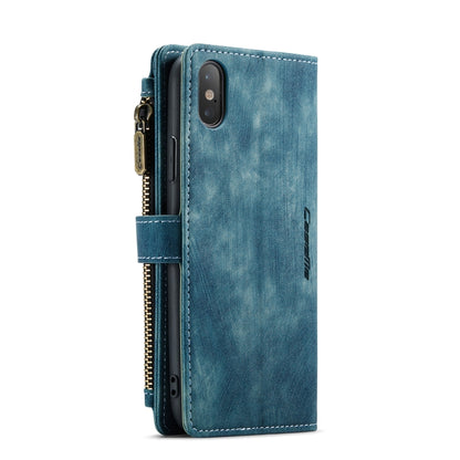 For iPhone X / XS CaseMe-C30 PU + TPU Multifunctional Horizontal Flip Leather Case with Holder & Card Slot & Wallet & Zipper Pocket(Blue) - More iPhone Cases by CaseMe | Online Shopping South Africa | PMC Jewellery | Buy Now Pay Later Mobicred