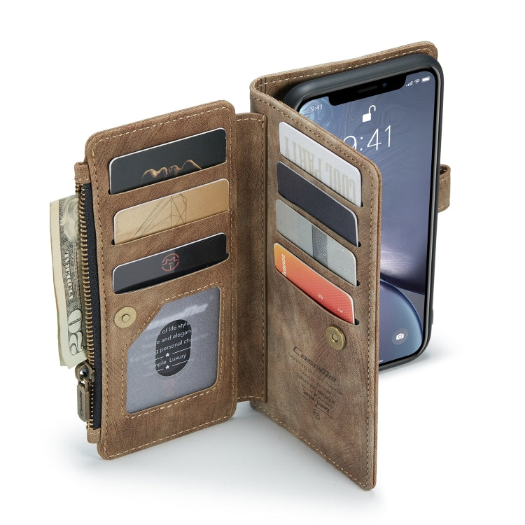 For iPhone XR CaseMe-C30 PU + TPU Multifunctional Horizontal Flip Leather Case with Holder & Card Slot & Wallet & Zipper Pocket(Brown) - More iPhone Cases by CaseMe | Online Shopping South Africa | PMC Jewellery | Buy Now Pay Later Mobicred