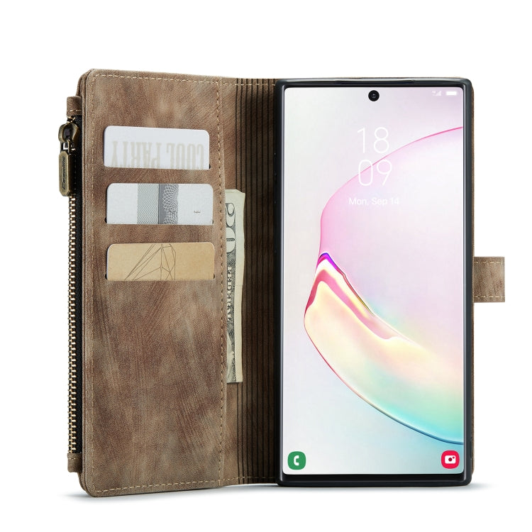 For Samsung Galaxy Note10+ CaseMe-C30 PU + TPU Multifunctional Horizontal Flip Leather Case with Holder & Card Slot & Wallet & Zipper Pocket(Brown) - Galaxy Phone Cases by CaseMe | Online Shopping South Africa | PMC Jewellery | Buy Now Pay Later Mobicred