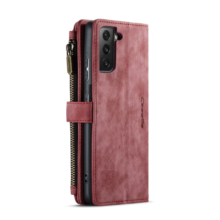 For Samsung Galaxy S21 FE CaseMe-C30 PU + TPU Multifunctional Horizontal Flip Leather Case with Holder & Card Slot & Wallet & Zipper Pocket(Red) - Galaxy Phone Cases by CaseMe | Online Shopping South Africa | PMC Jewellery | Buy Now Pay Later Mobicred