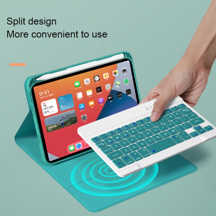 HK006D Square Keys Detachable Bluetooth Solid Color Keyboard Leather Tablet Case with Colorful Backlight & Holder for iPad mini 6(Mint Green) - For iPad mini by PMC Jewellery | Online Shopping South Africa | PMC Jewellery