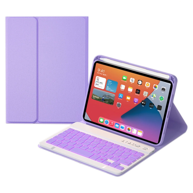 HK006D Square Keys Detachable Bluetooth Candy Color Keyboard Leather Tablet Case with Colorful Backlight & Holder for iPad mini 6(Light Purple) - For iPad mini by PMC Jewellery | Online Shopping South Africa | PMC Jewellery