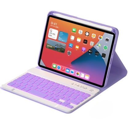 HK006D Square Keys Detachable Bluetooth Candy Color Keyboard Leather Tablet Case with Colorful Backlight & Holder for iPad mini 6(Light Purple) - For iPad mini by PMC Jewellery | Online Shopping South Africa | PMC Jewellery