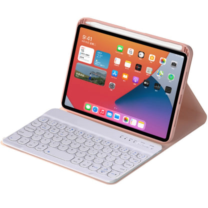 HY006 Round Keys Detachable Bluetooth Keyboard Leather Tablet Case with Holder for iPad mini 6(Pink) - For iPad mini by PMC Jewellery | Online Shopping South Africa | PMC Jewellery