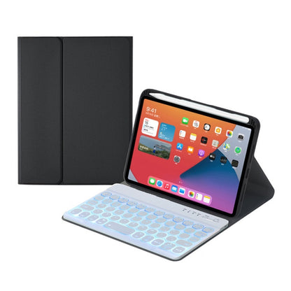 HY006D Round Keys Detachable Bluetooth Keyboard Leather Tablet Case with Colorful Backlight & Holder for iPad mini 6(Black) - For iPad mini by PMC Jewellery | Online Shopping South Africa | PMC Jewellery