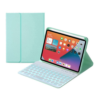 HY006D Round Keys Detachable Bluetooth Keyboard Leather Tablet Case with Colorful Backlight & Holder for iPad mini 6(Mint Green) - For iPad mini by PMC Jewellery | Online Shopping South Africa | PMC Jewellery