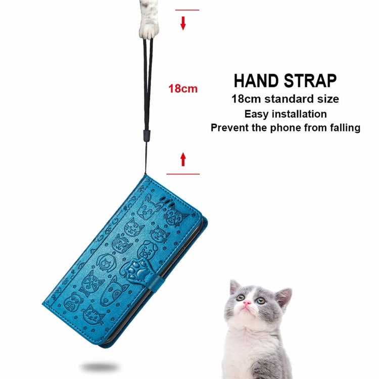 For Blackview A100 Lovely Cat and Dog Embossing Pattern Horizontal Flip Leather Case , with Holder & Card Slots & Wallet & Cartoon Clasp & Lanyard(Blue) - More Brand by PMC Jewellery | Online Shopping South Africa | PMC Jewellery | Buy Now Pay Later Mobicred